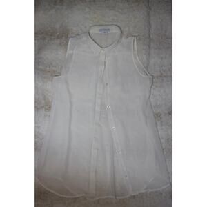 Cotton On White Sheer Sleeveless Button-Up Blouse